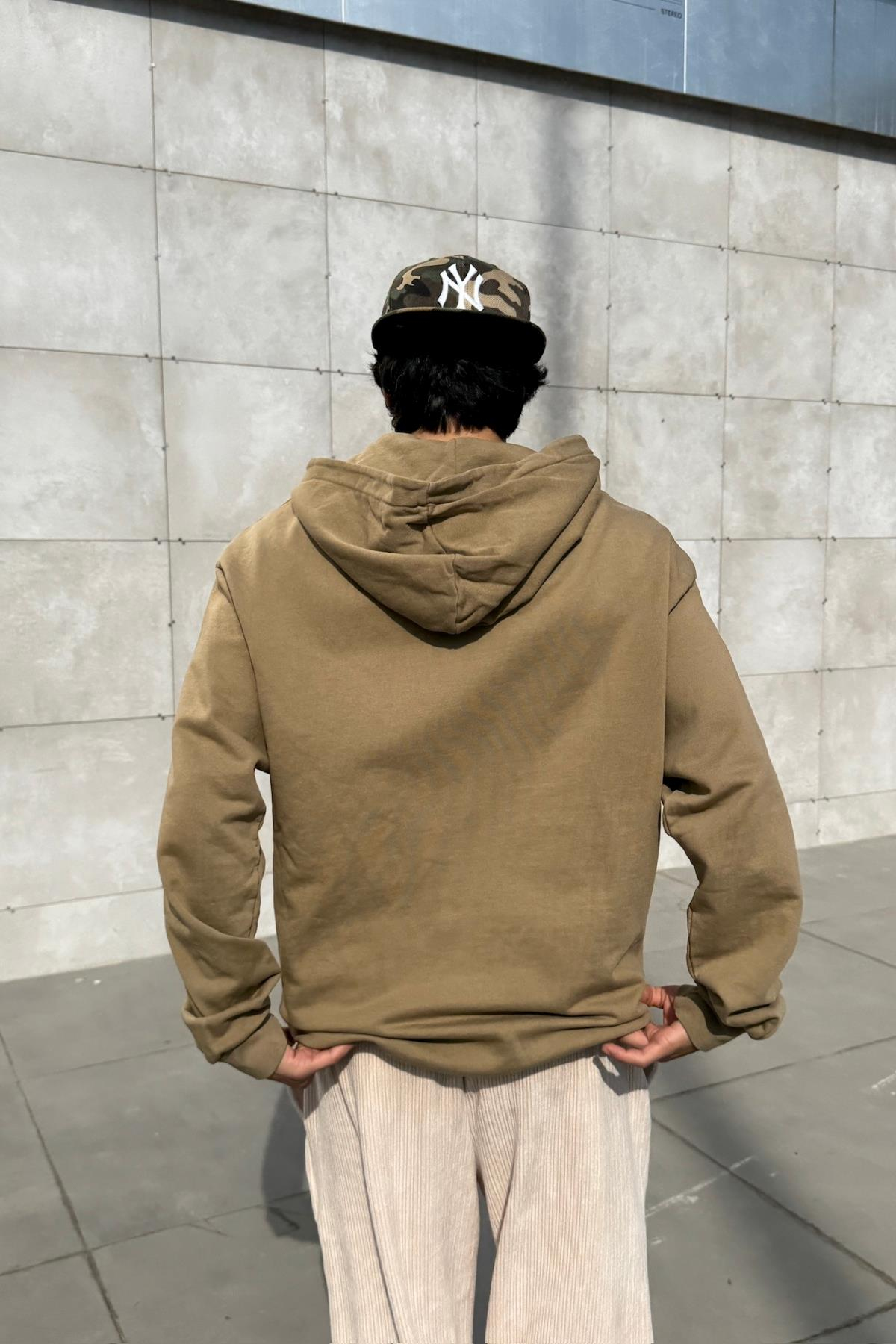 Basic Oversize Kahverengi Sweatshirt