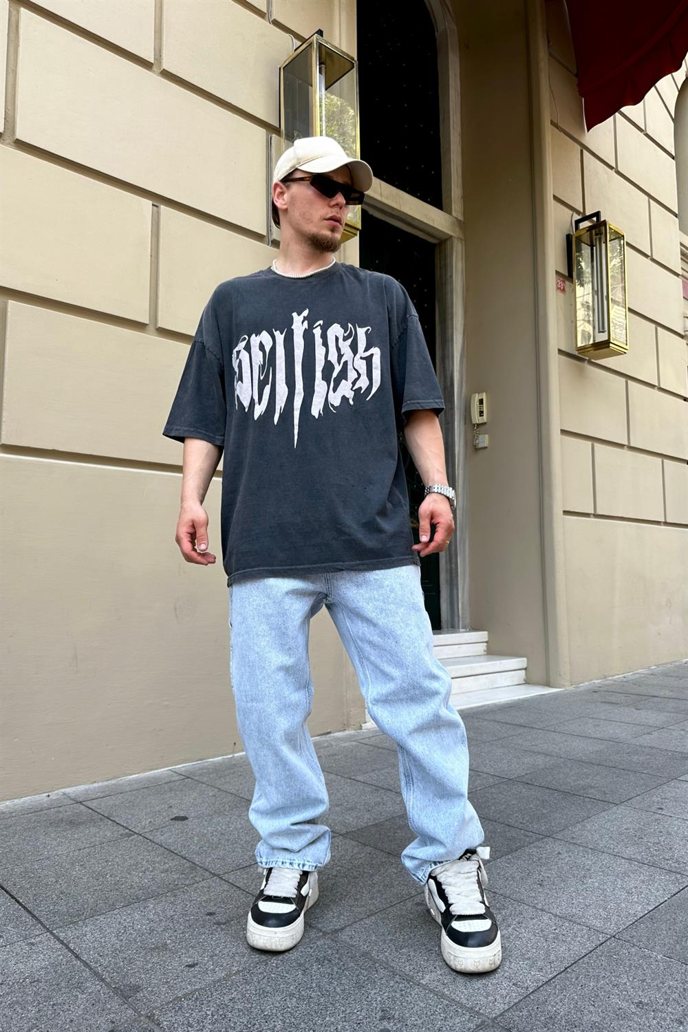 Baskılı Acid Wash Oversize Tshirt T820