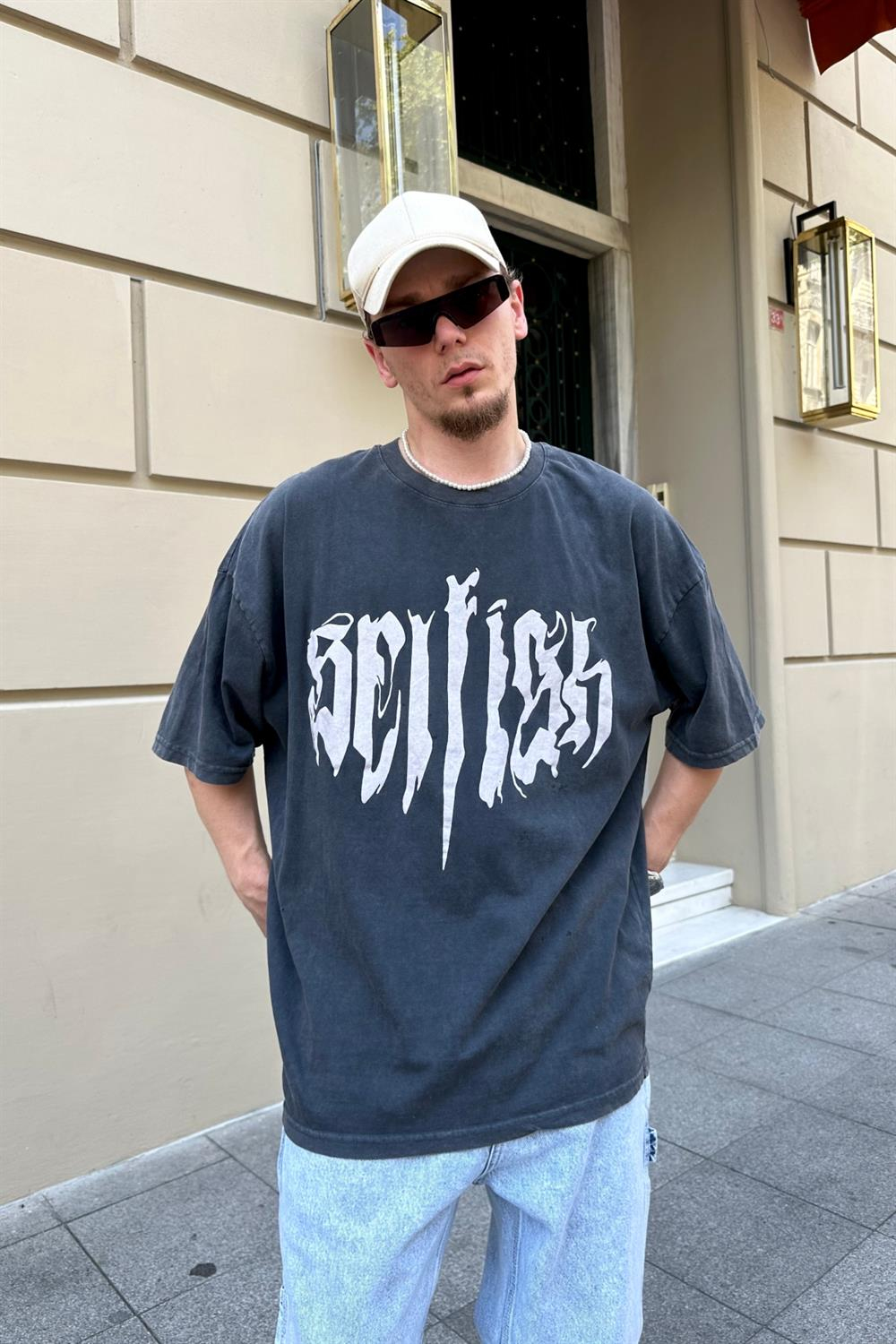 Baskılı Acid Wash Oversize Tshirt T820