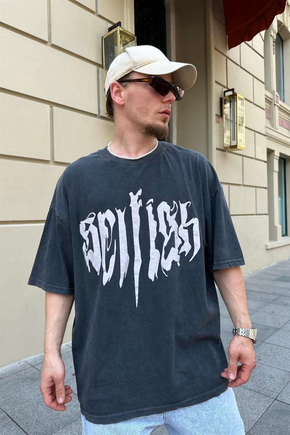 Baskılı Acid Wash Oversize Tshirt T820