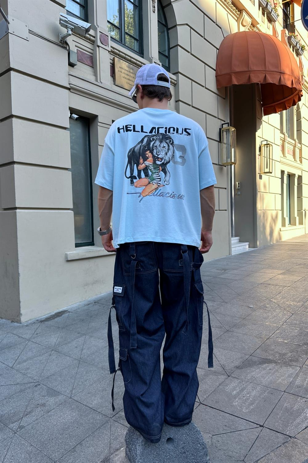 Baskılı Açık Mavi Oversize Tshirt T860