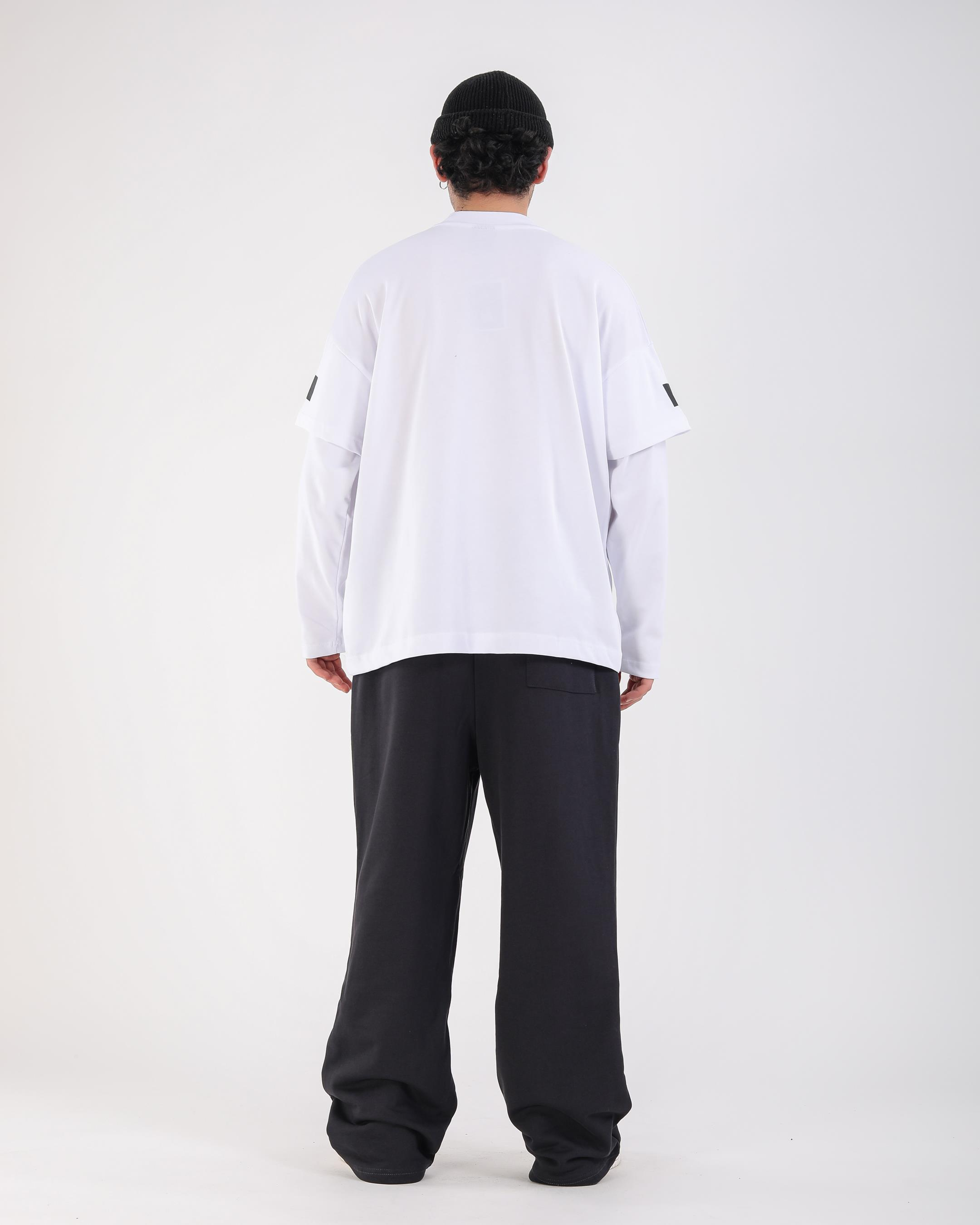 Baskılı Antrasit Baggy Fit Eşofman Altı