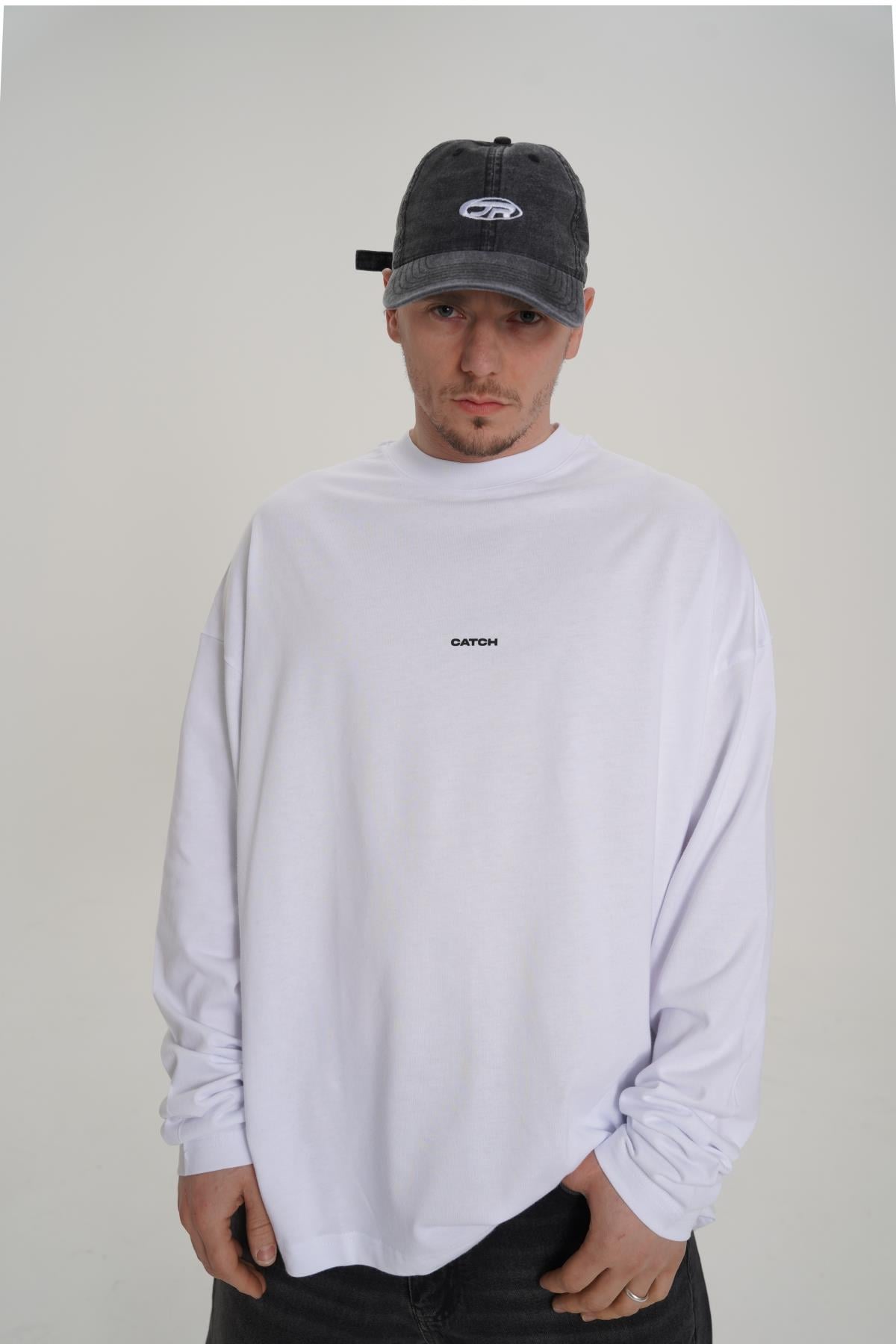Baskılı Beyaz Oversize Longsleeve CT01 K734