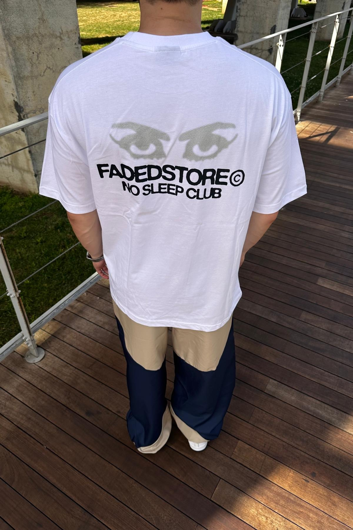 Baskılı Beyaz Oversize Tshirt  T1136