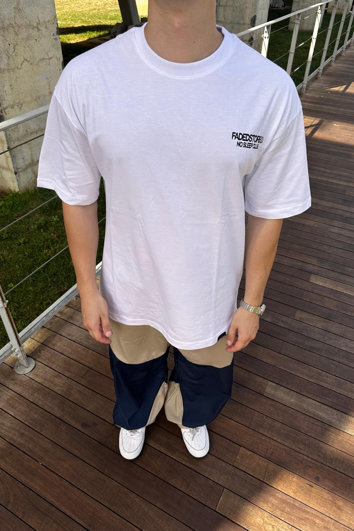 Baskılı Beyaz Oversize Tshirt  T1136