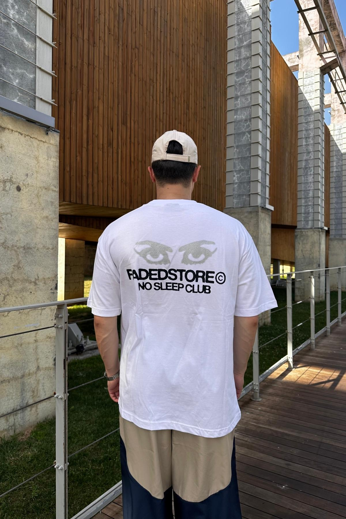 Baskılı Beyaz Oversize Tshirt  T1136