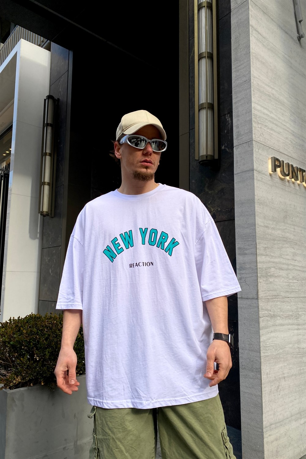 Baskılı Beyaz Oversize Tshirt T508