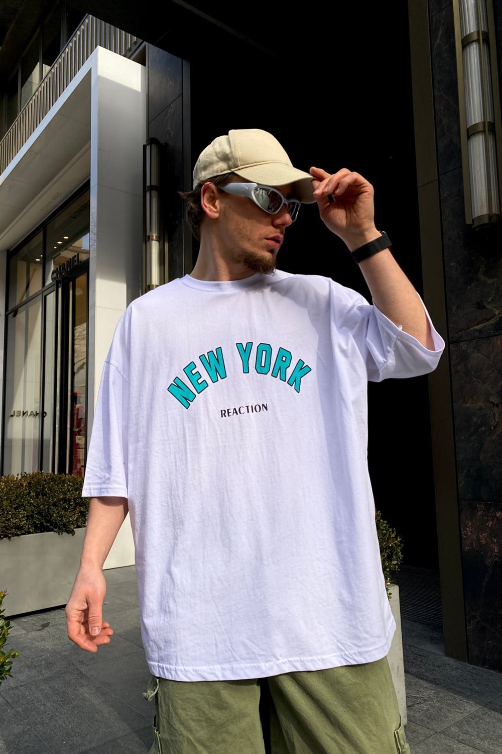 Baskılı Beyaz Oversize Tshirt T508