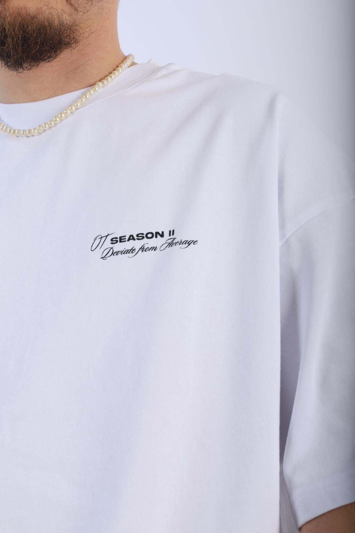 Baskılı Beyaz Oversize Tshirt T907