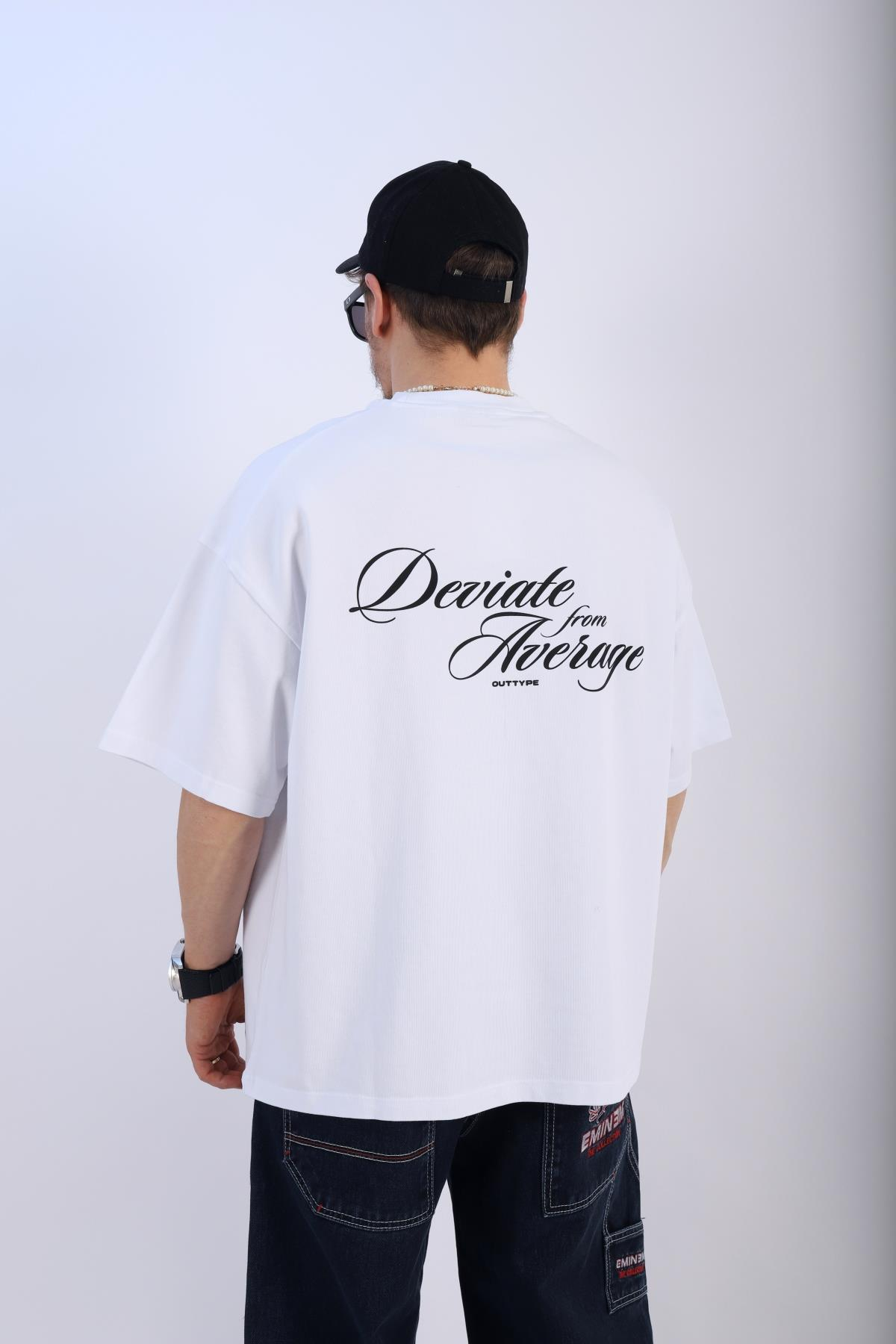 Baskılı Beyaz Oversize Tshirt T907