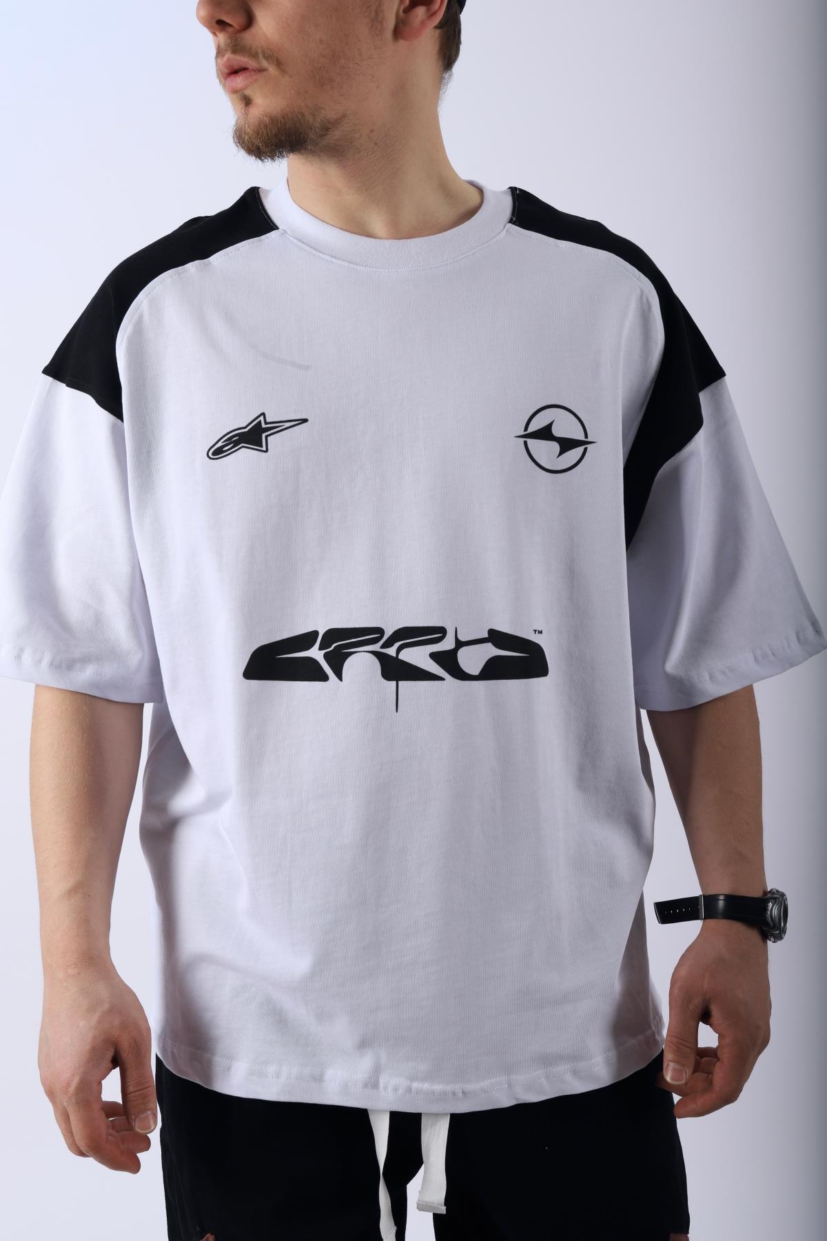 Baskılı Beyaz Oversize Tshirt T957