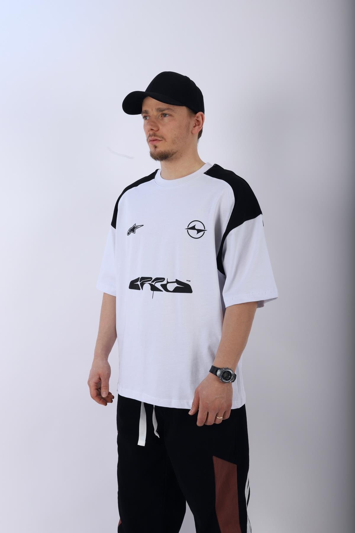 Baskılı Beyaz Oversize Tshirt T957
