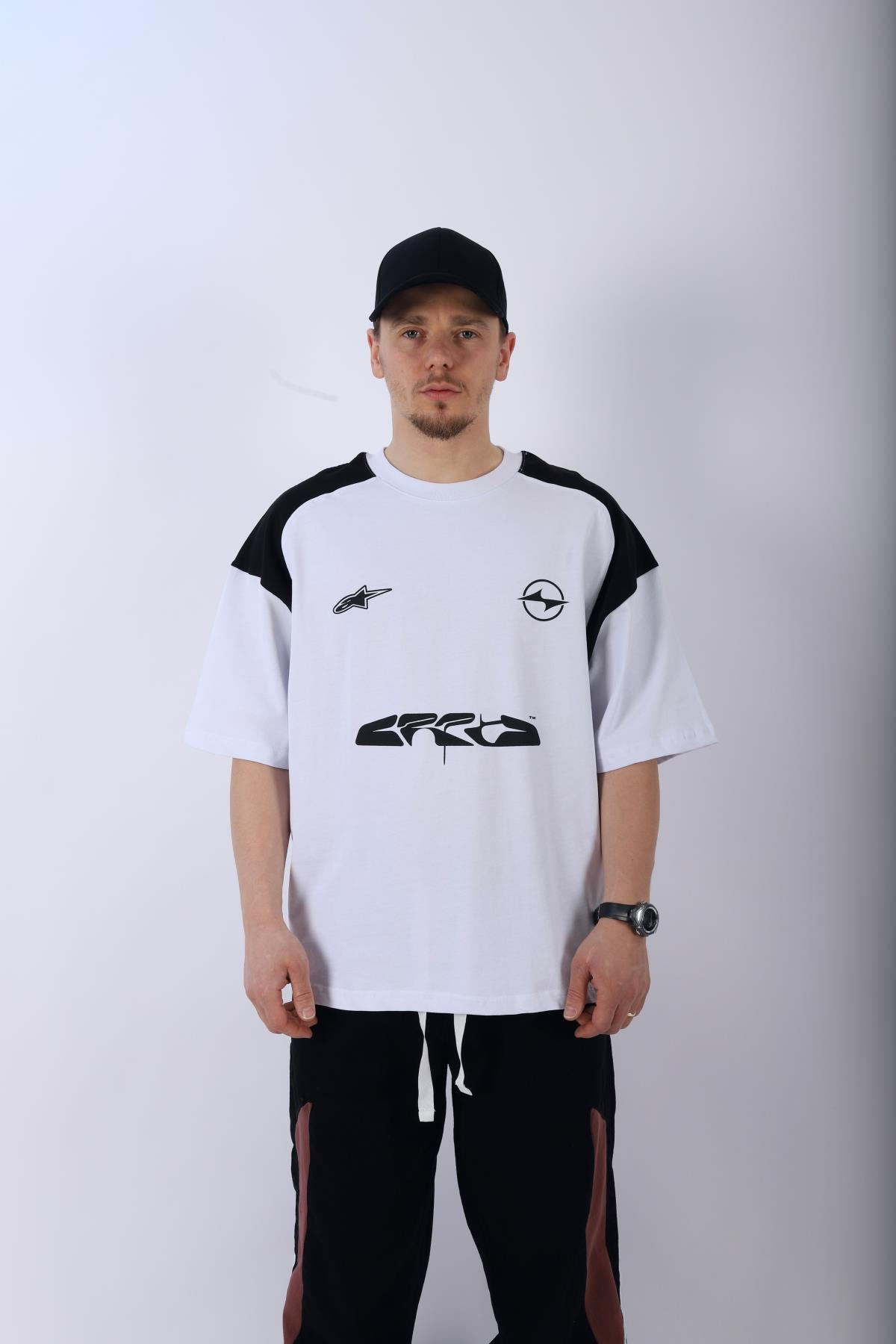 Baskılı Beyaz Oversize Tshirt T957