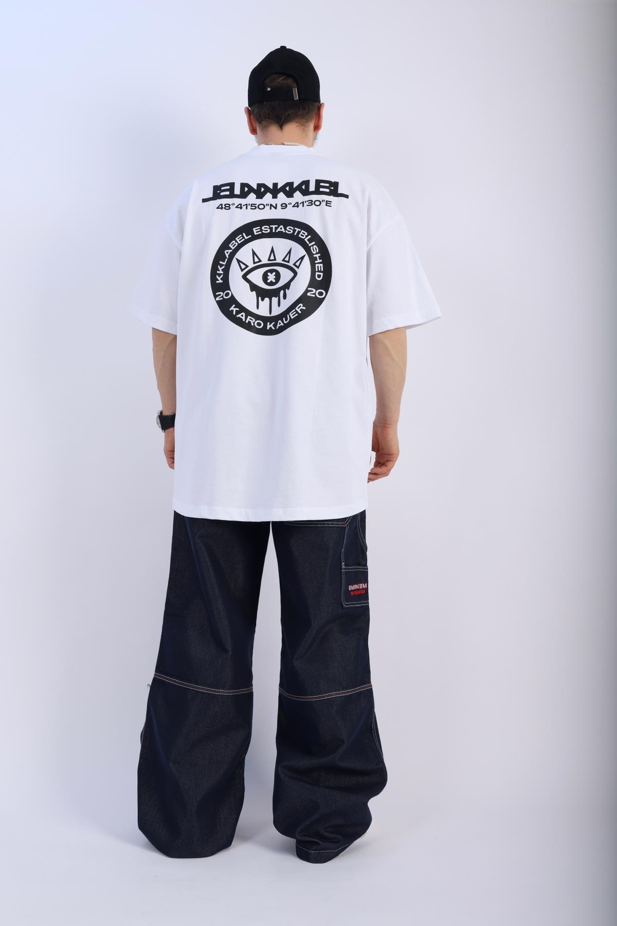 Baskılı Beyaz Tall Oversize Tshirt T906
