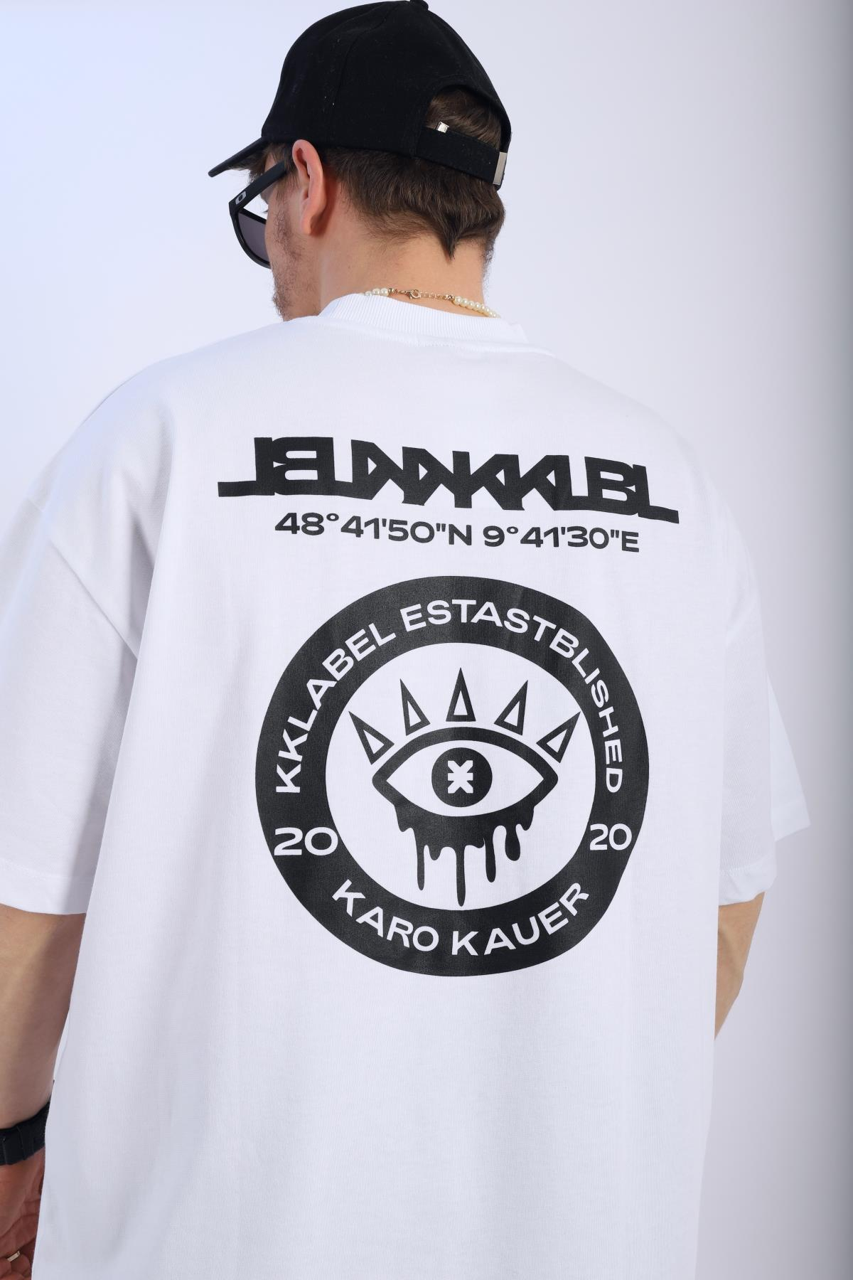 Baskılı Beyaz Tall Oversize Tshirt T906