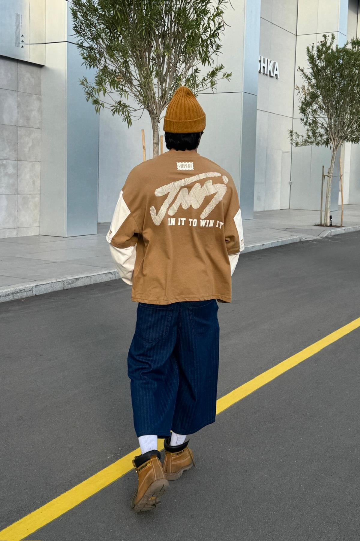 Baskılı Camel Oversize Sweatshirt JC01