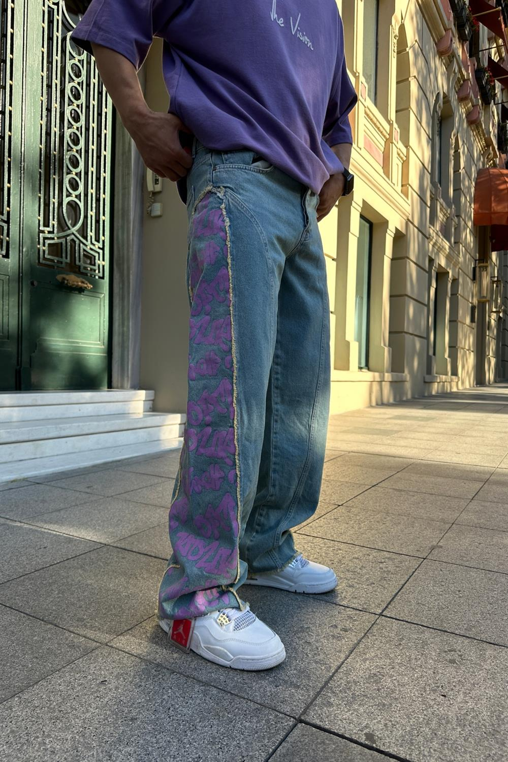 Baskılı Eskitme Jean Pantolon P698