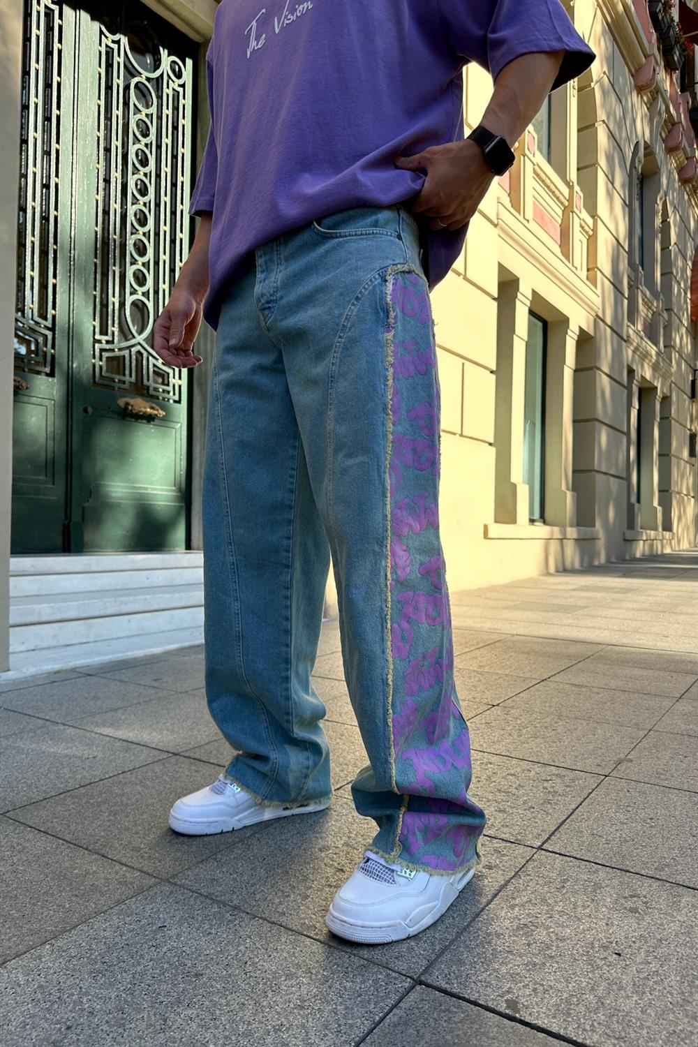 Baskılı Eskitme Jean Pantolon P698