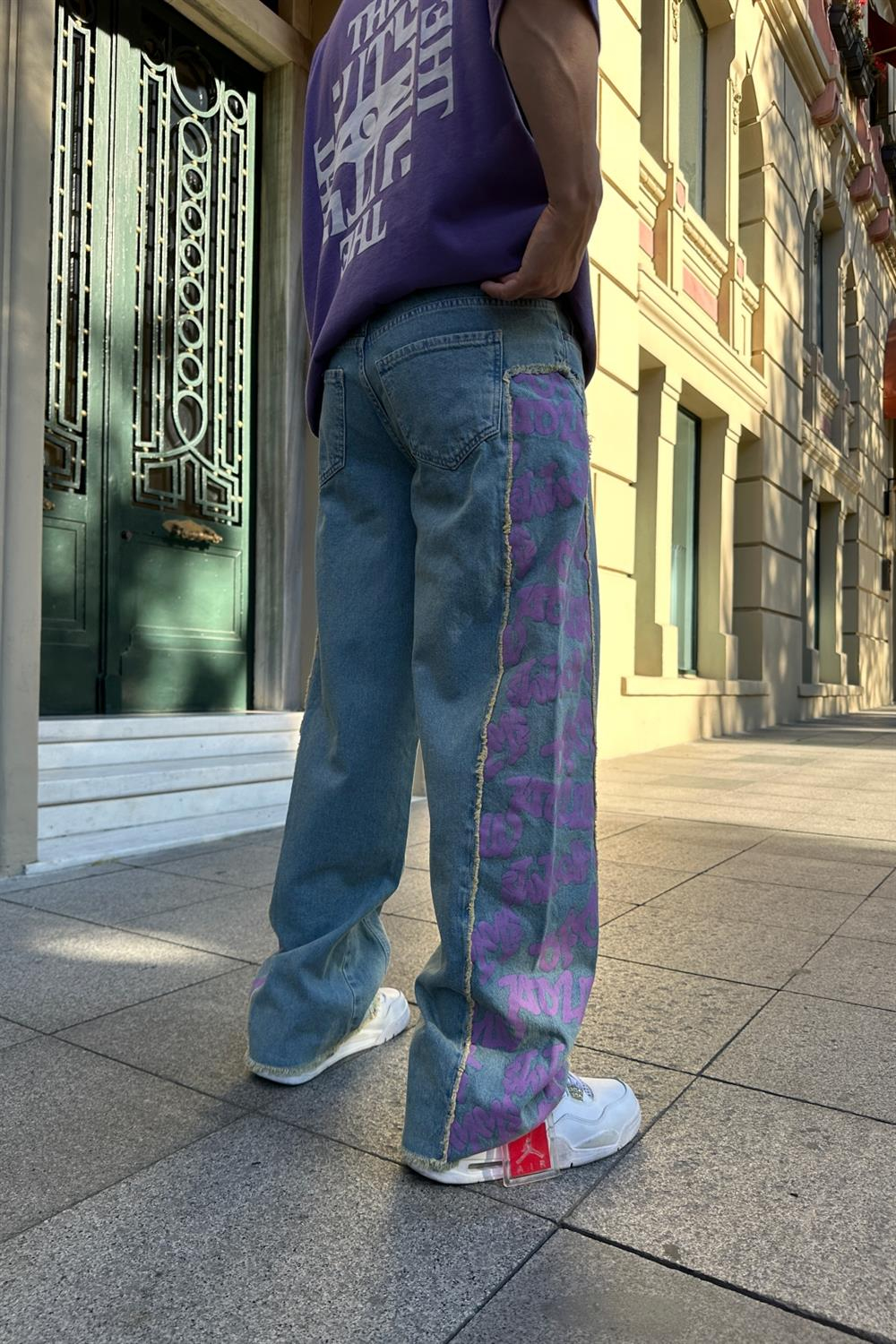 Baskılı Eskitme Jean Pantolon P698