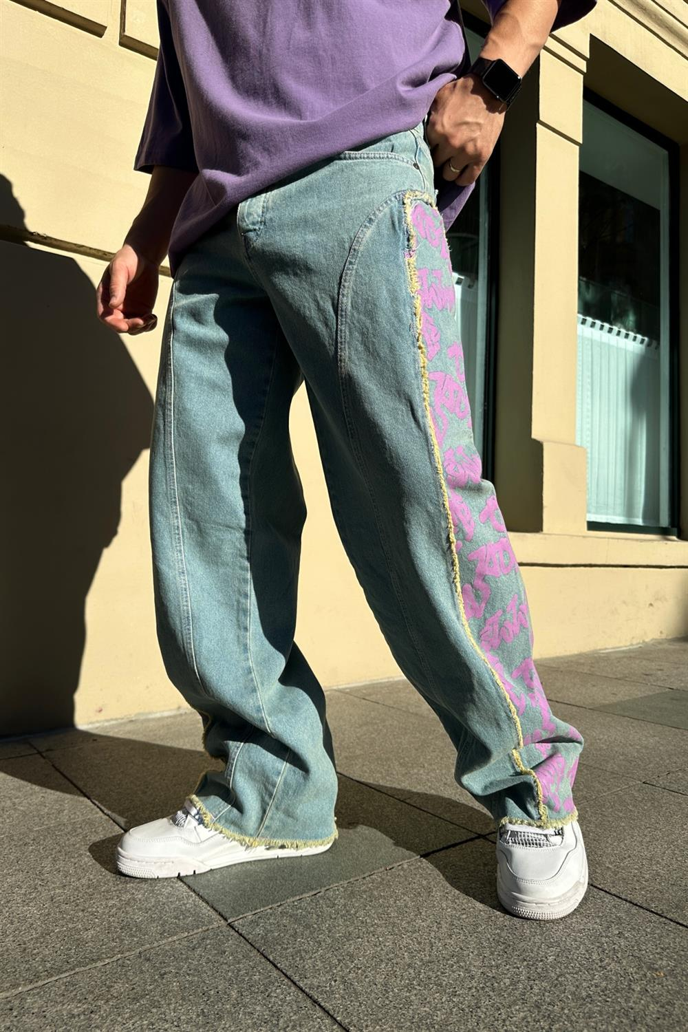 Baskılı Eskitme Jean Pantolon P698