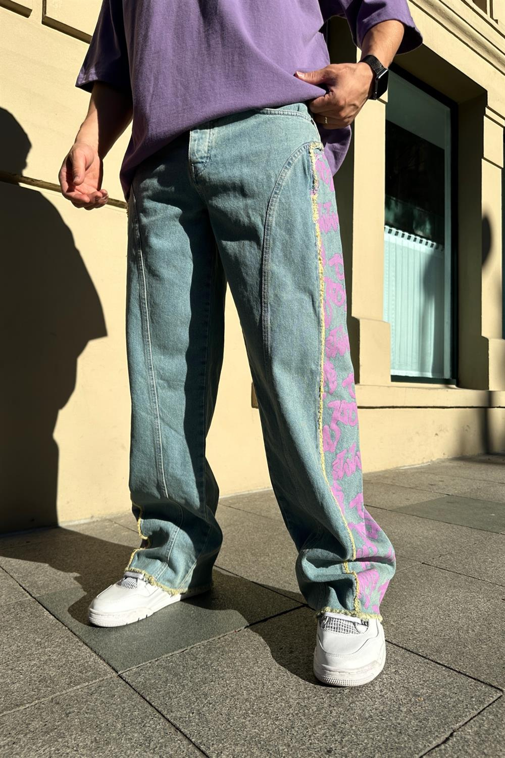Baskılı Eskitme Jean Pantolon P698