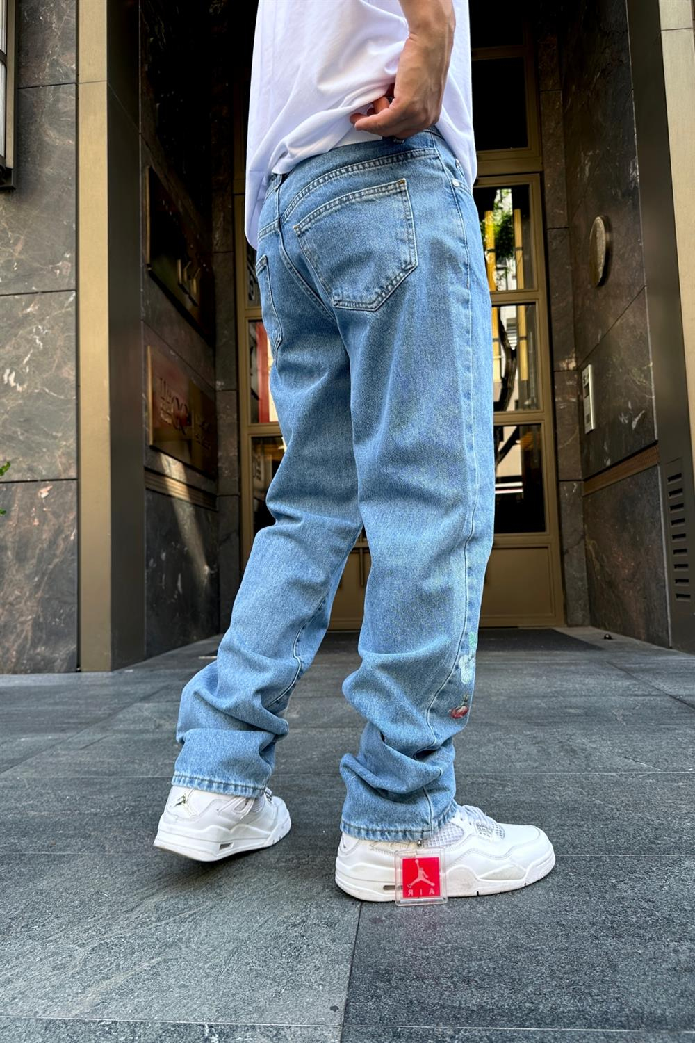Baskılı Floral Jean Pantolon P749