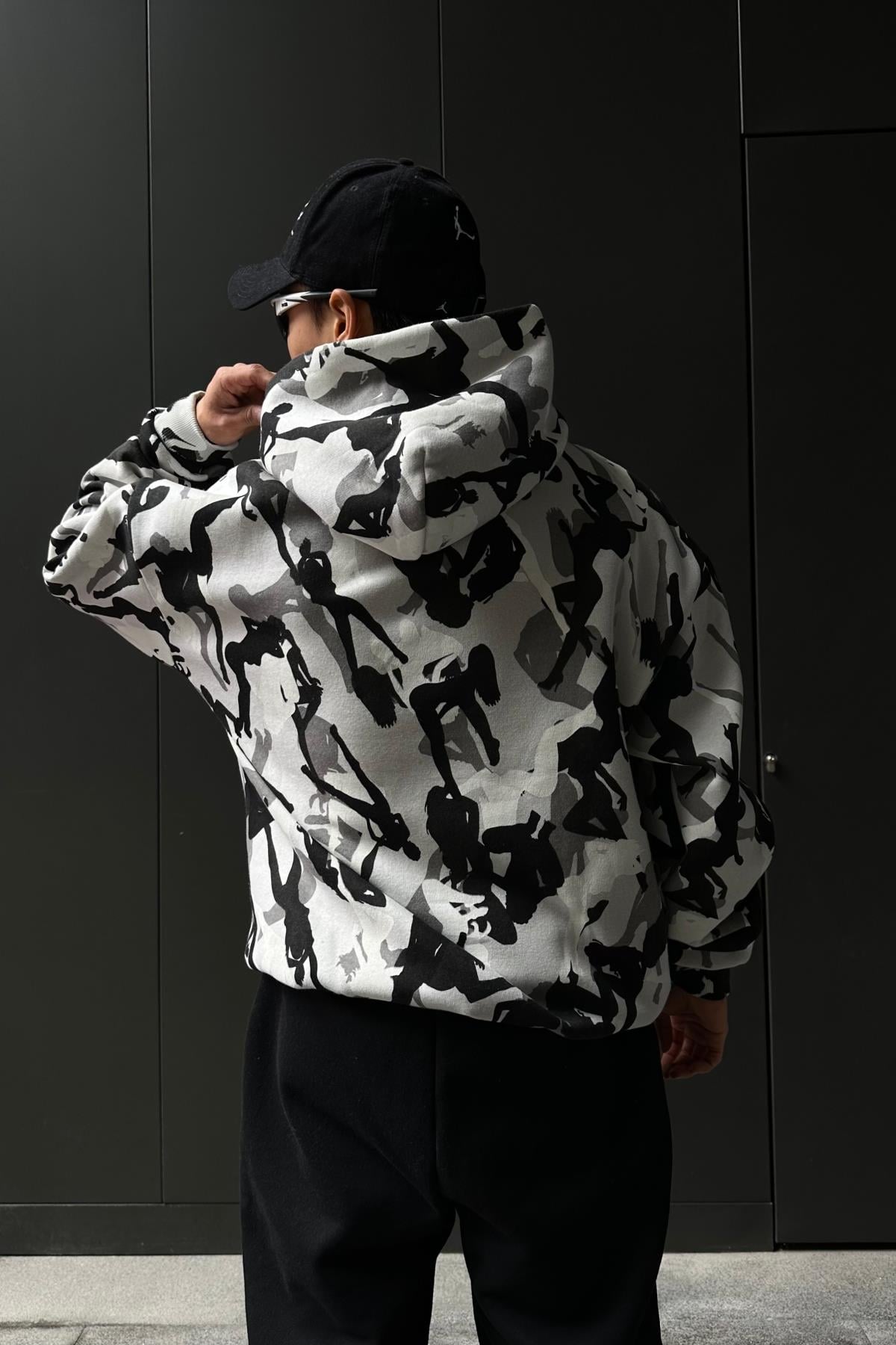 Baskılı Gri Oversize Sweatshirt SW1042
