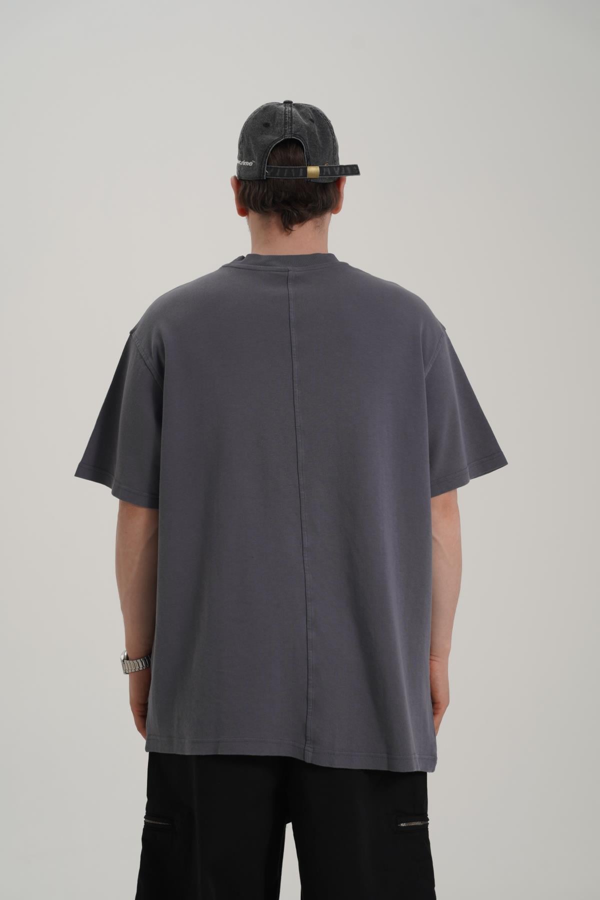 Baskılı Gri Oversize Tshirt CT01 MRT26064
