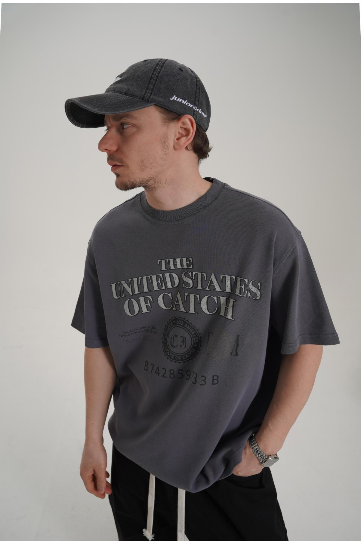Baskılı Gri Oversize Tshirt CT01 MRT26064