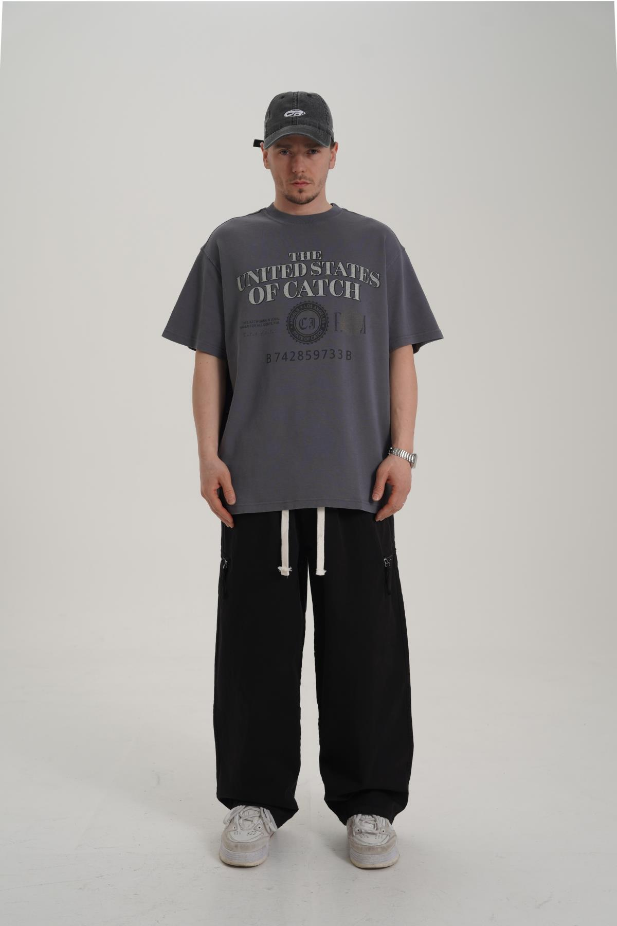 Baskılı Gri Oversize Tshirt CT01 MRT26064