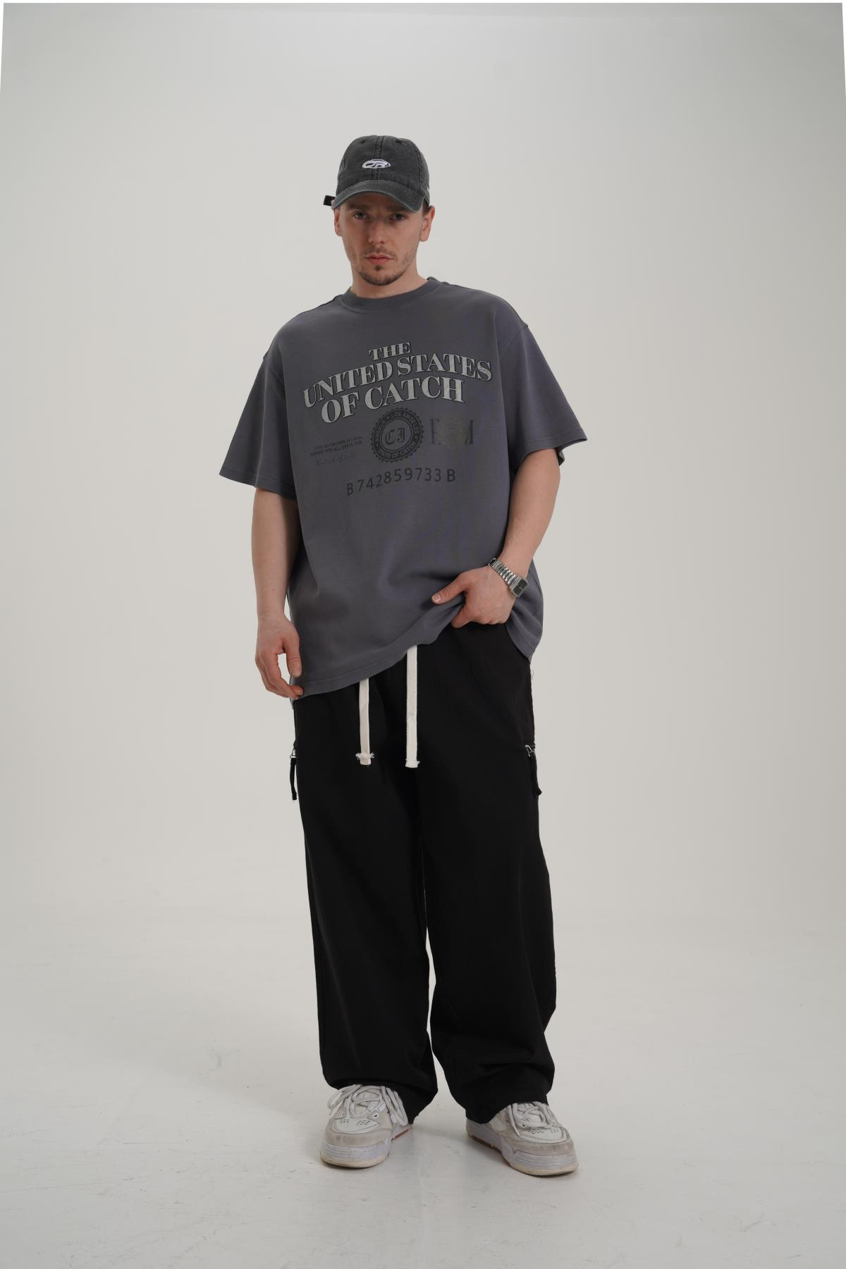 Baskılı Gri Oversize Tshirt CT01 MRT26064