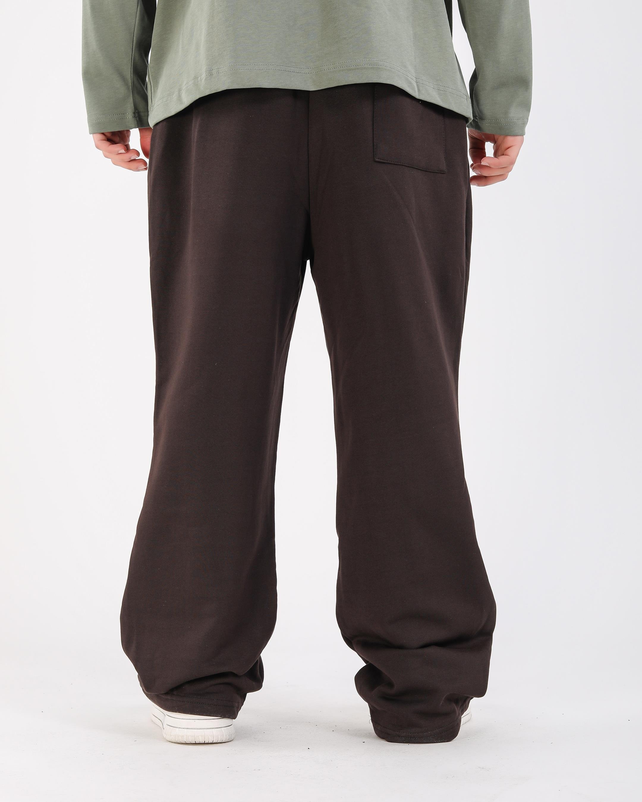 Baskılı Kahve Baggy Fit Eşofman Altı