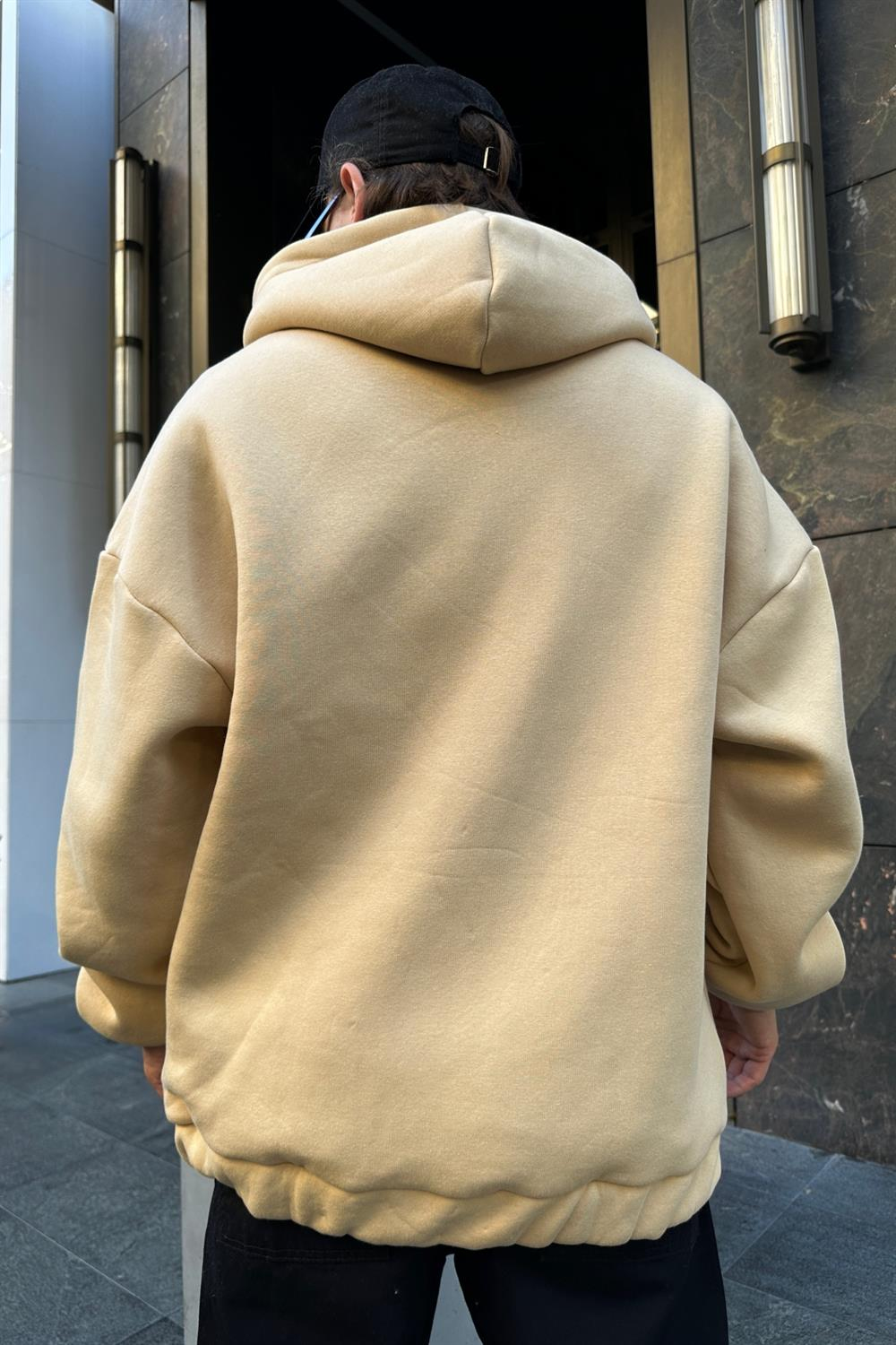 Baskılı Kahve Oversize Zipper Sweatshirt SW926