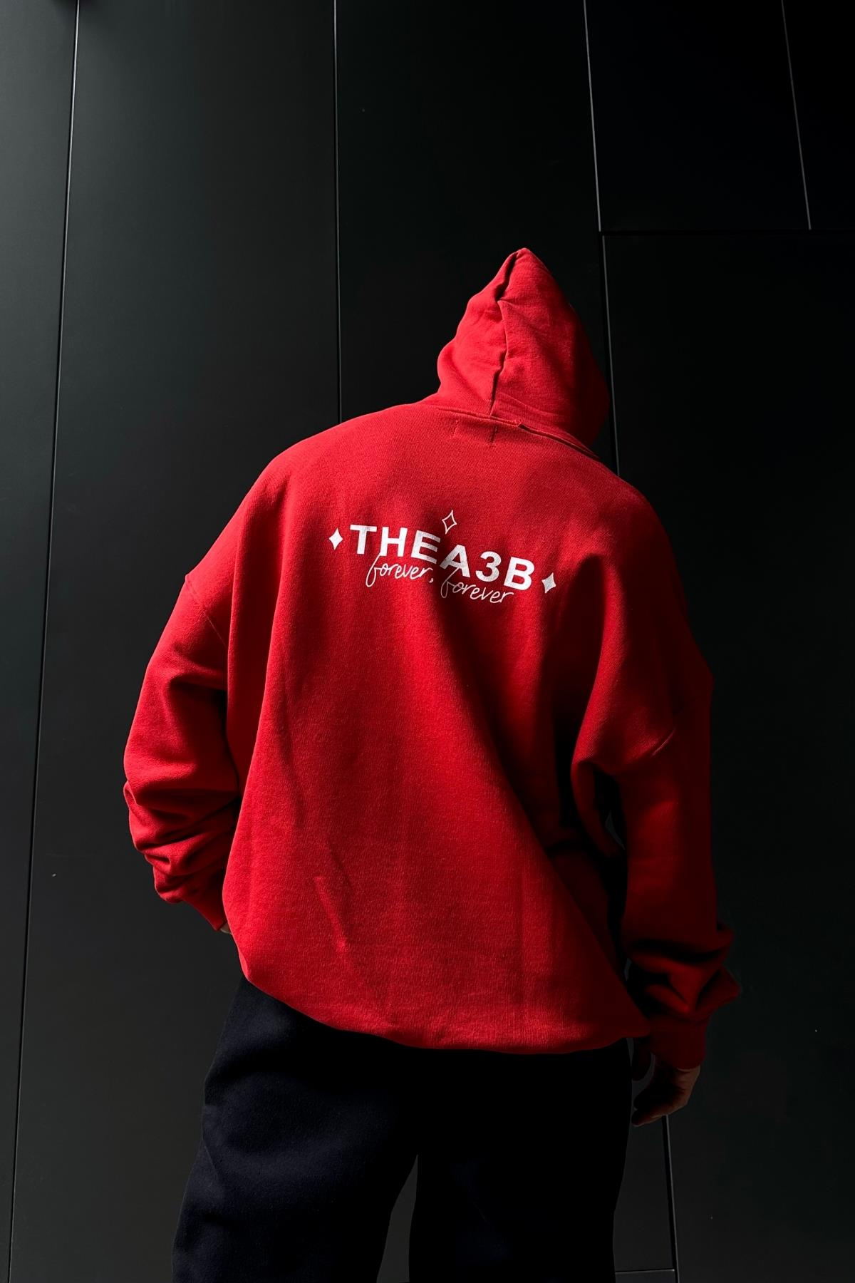 Baskılı Kırmızı A3B Oversize Sweatshirt SW1043