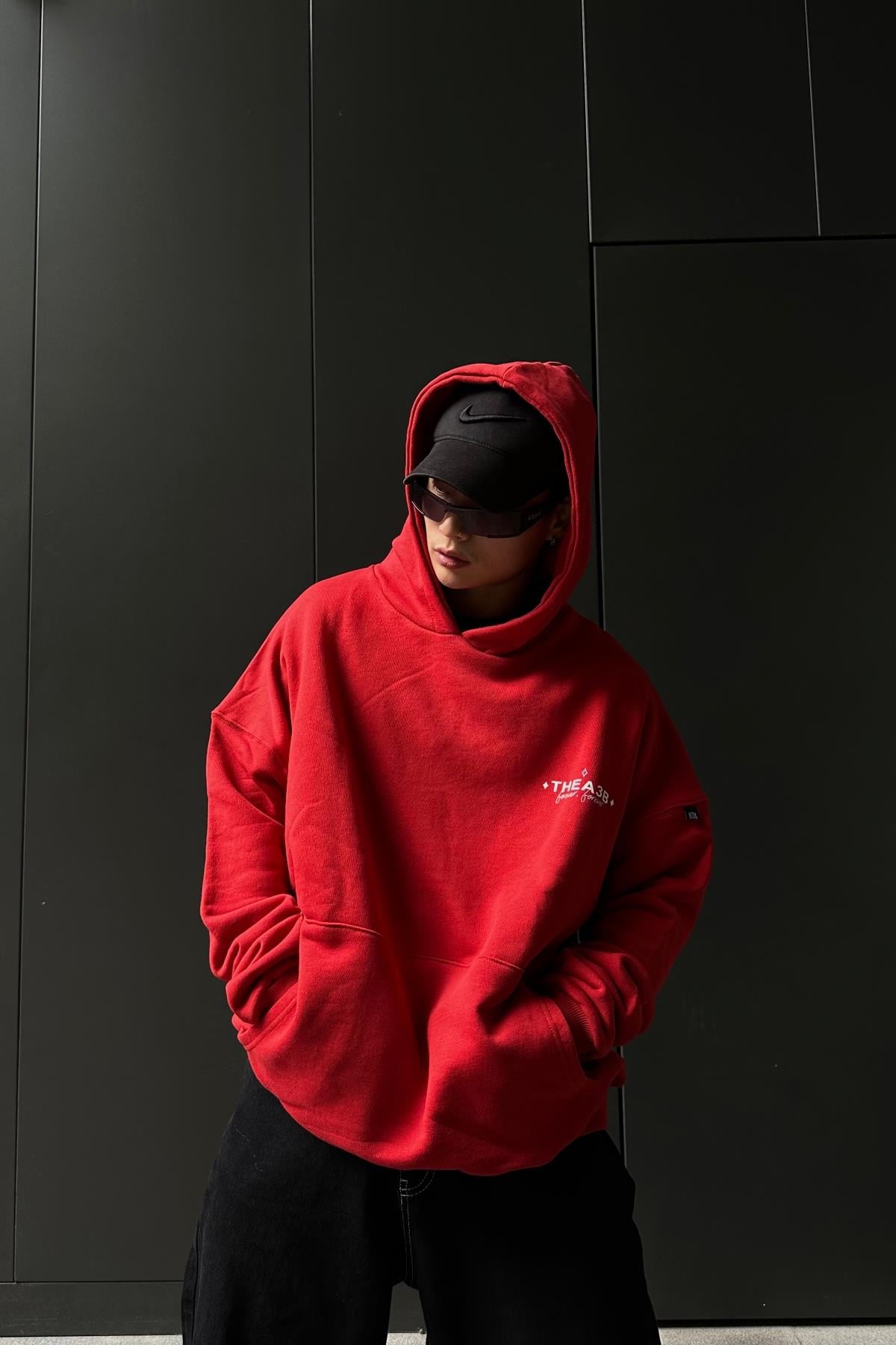 Baskılı Kırmızı A3B Oversize Sweatshirt SW1043
