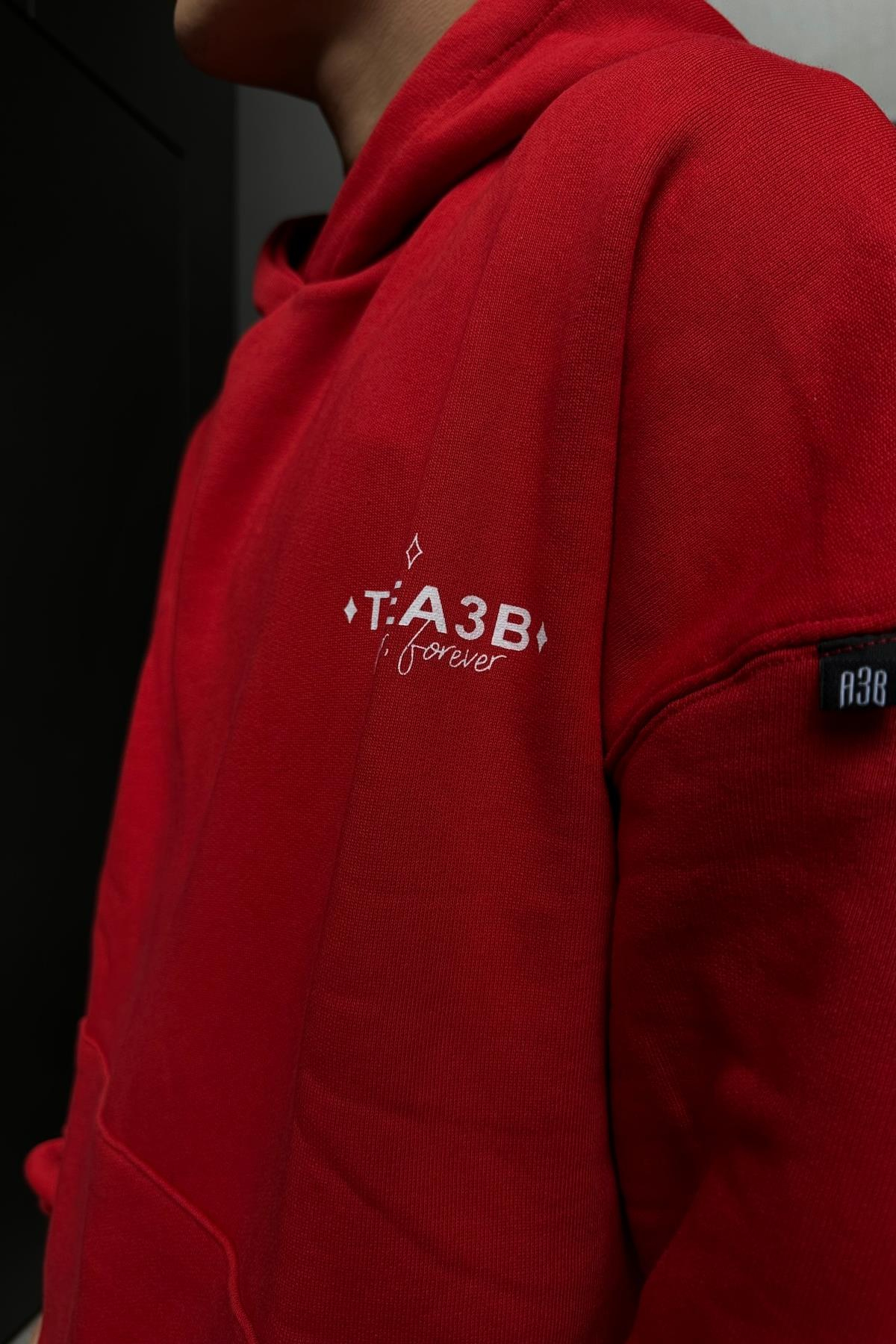 Baskılı Kırmızı A3B Oversize Sweatshirt SW1043