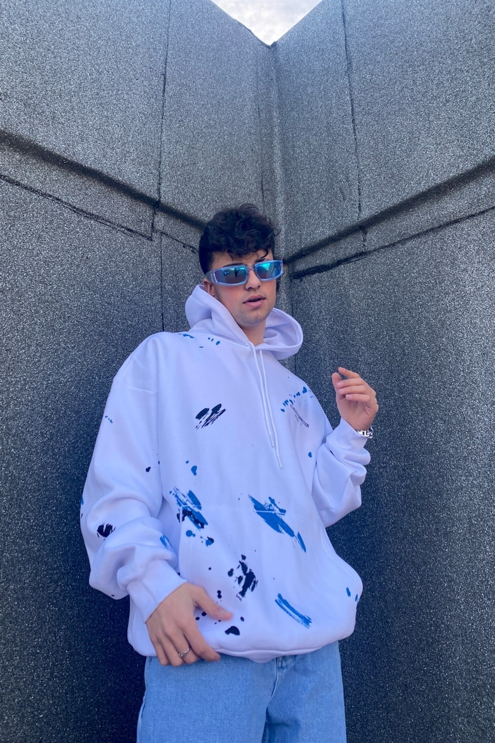 Baskılı Krem Oversize Sweatshirt SW844