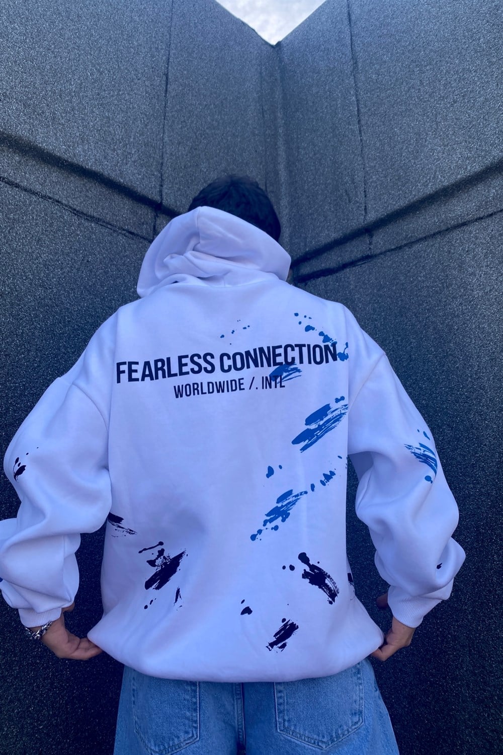 Baskılı Krem Oversize Sweatshirt SW844