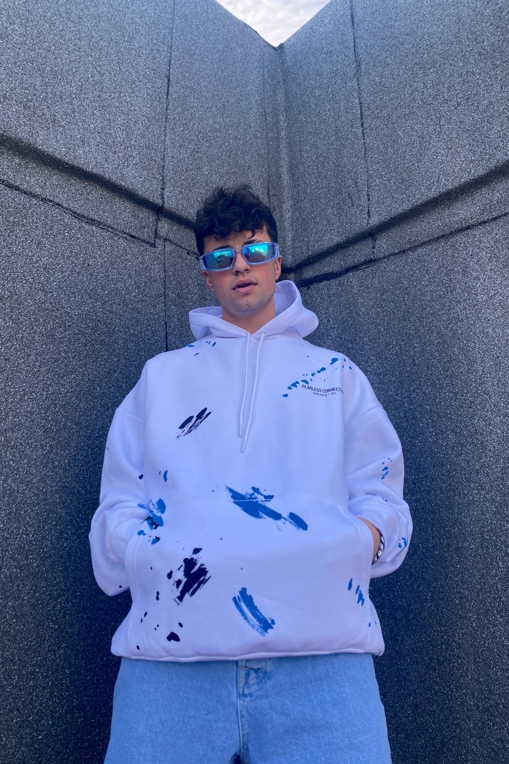 Baskılı Krem Oversize Sweatshirt SW844