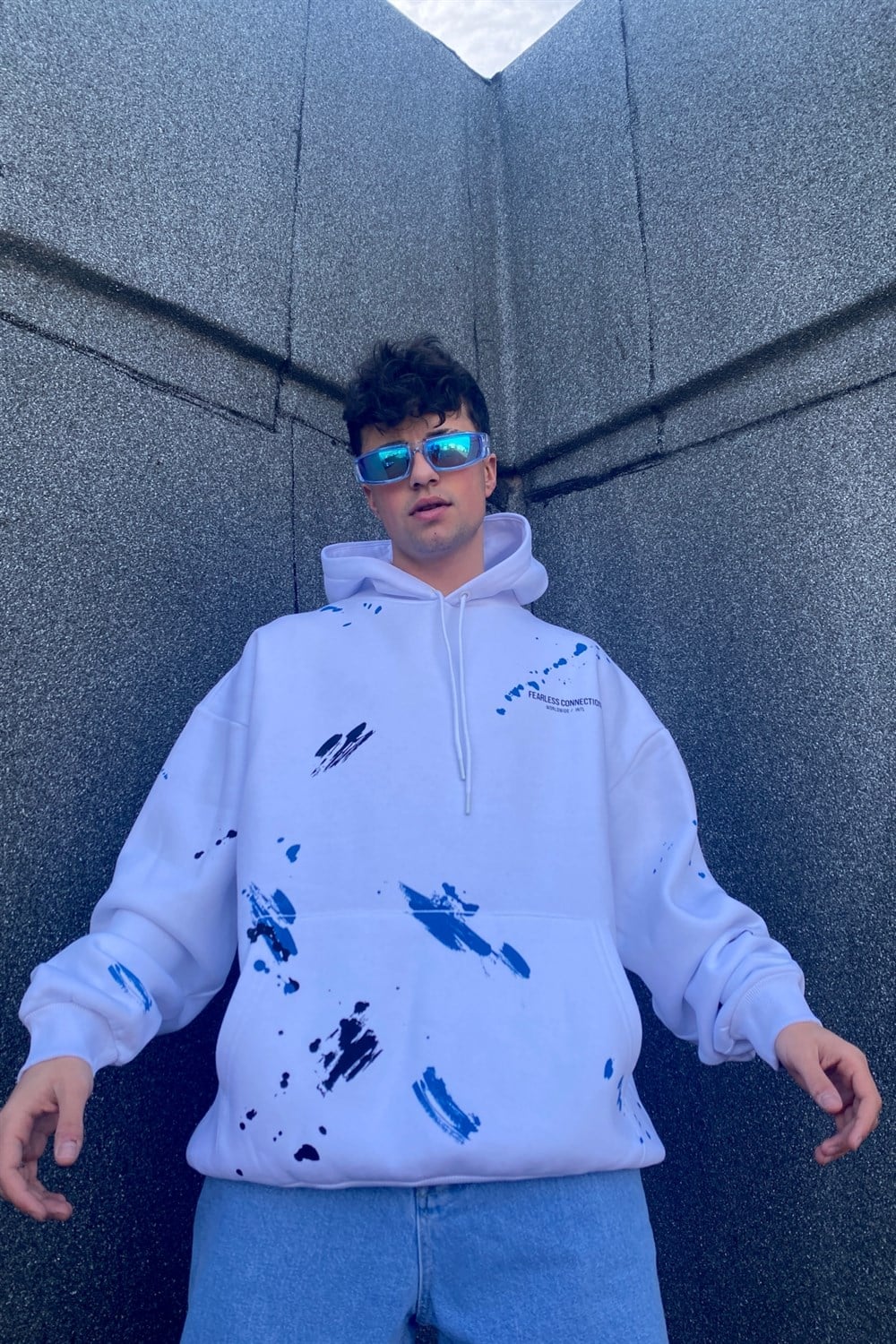 Baskılı Krem Oversize Sweatshirt SW844