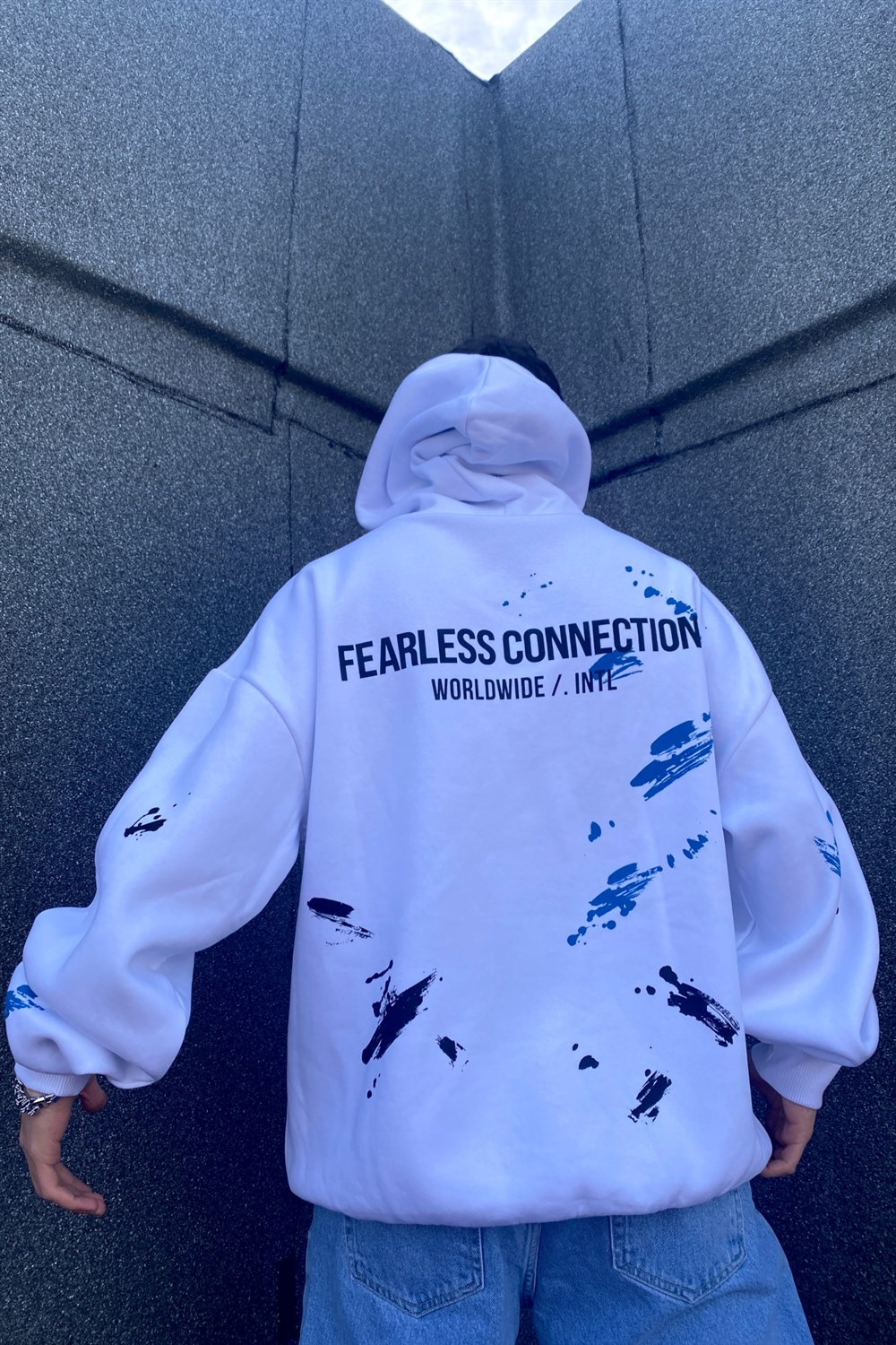 Baskılı Krem Oversize Sweatshirt SW844