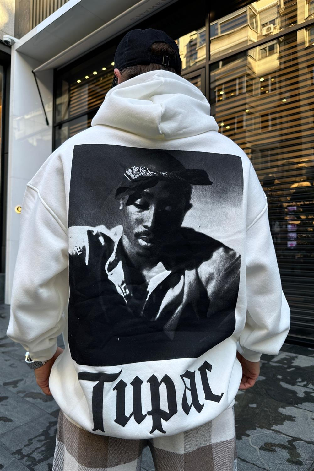 Baskılı Krem Oversize Sweatshirt SW942