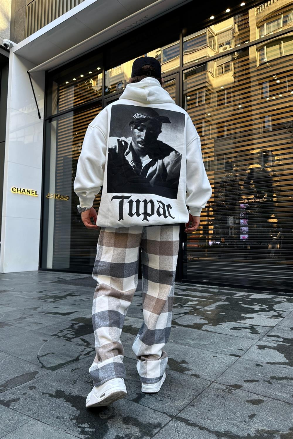 Baskılı Krem Oversize Sweatshirt SW942