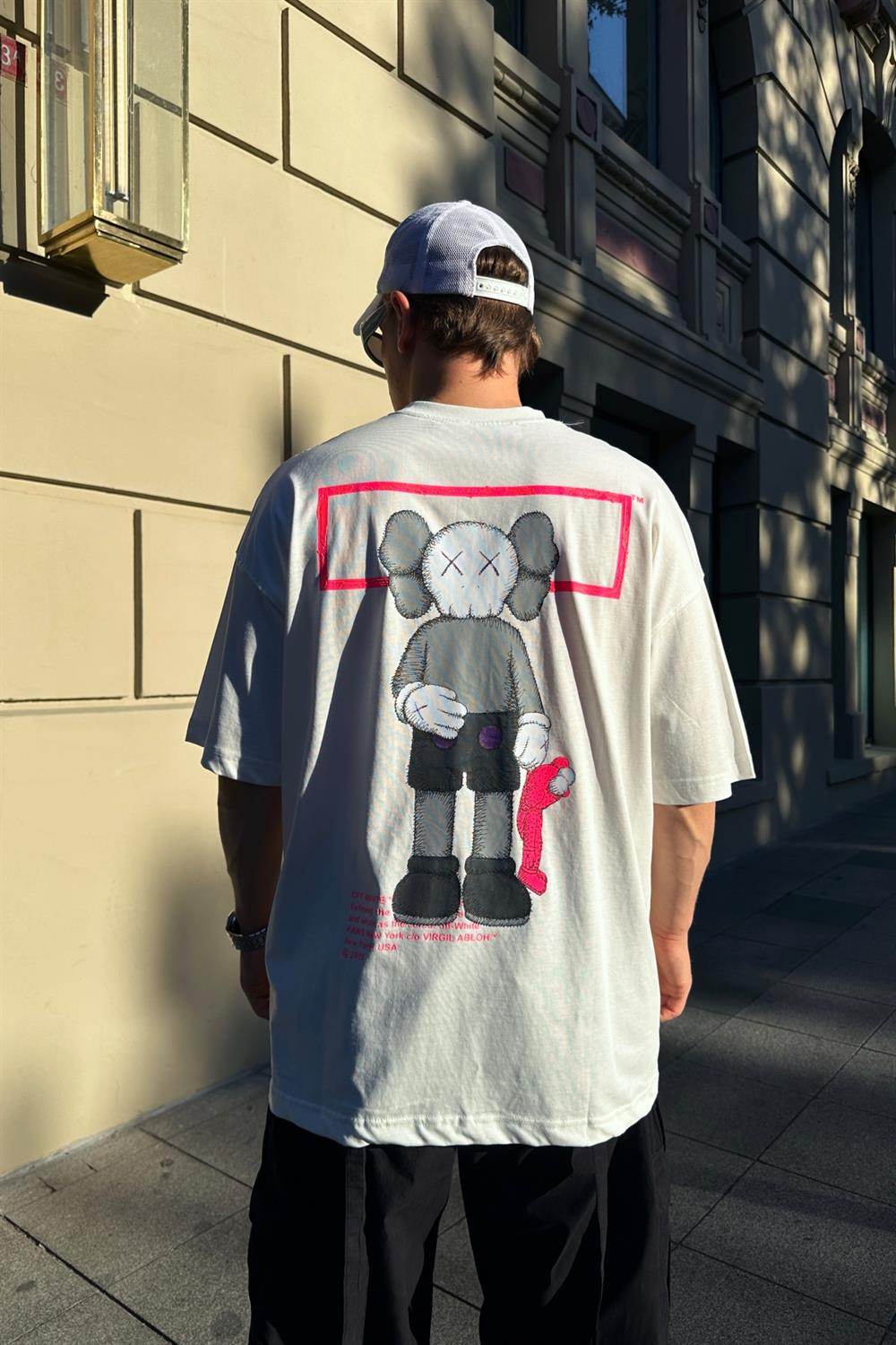 Baskılı Krem Oversize Tshirt T863