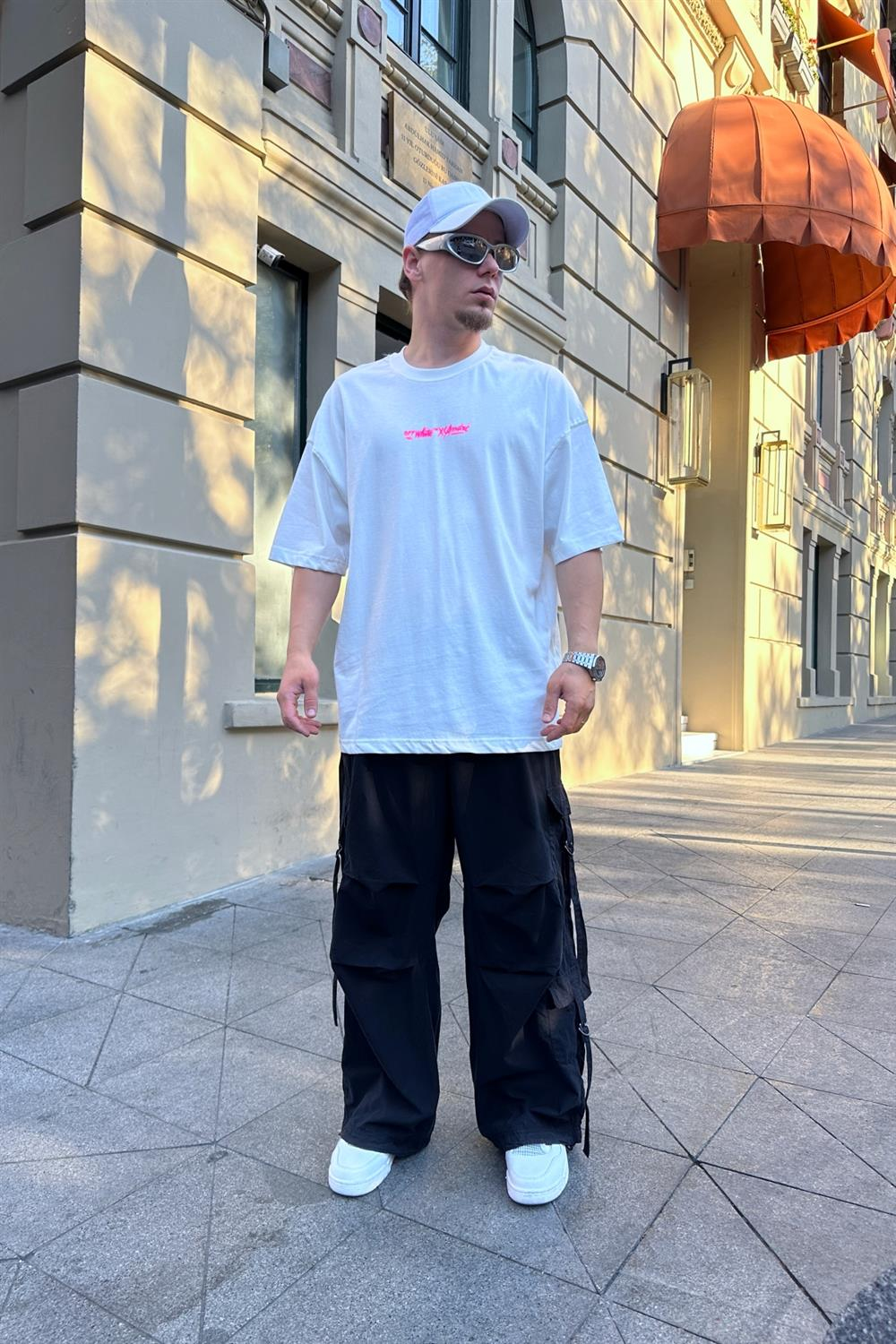 Baskılı Krem Oversize Tshirt T863