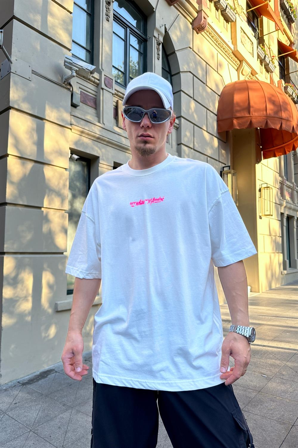 Baskılı Krem Oversize Tshirt T863