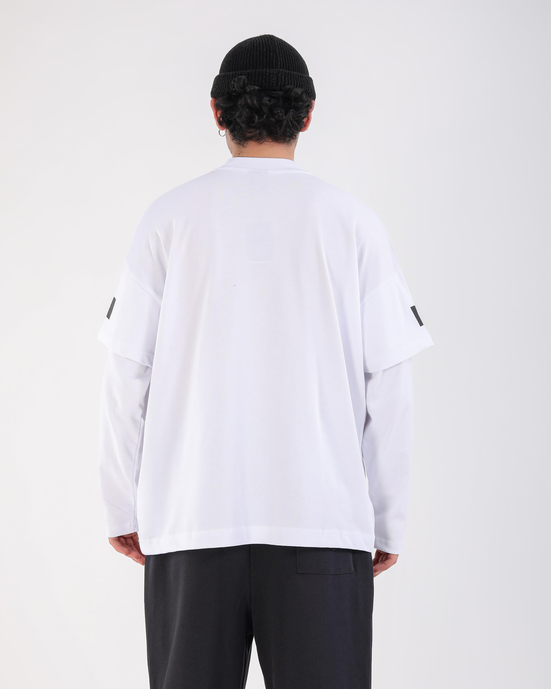 Baskılı Krem Oversize Zero Uzun Kollu Tshirt
