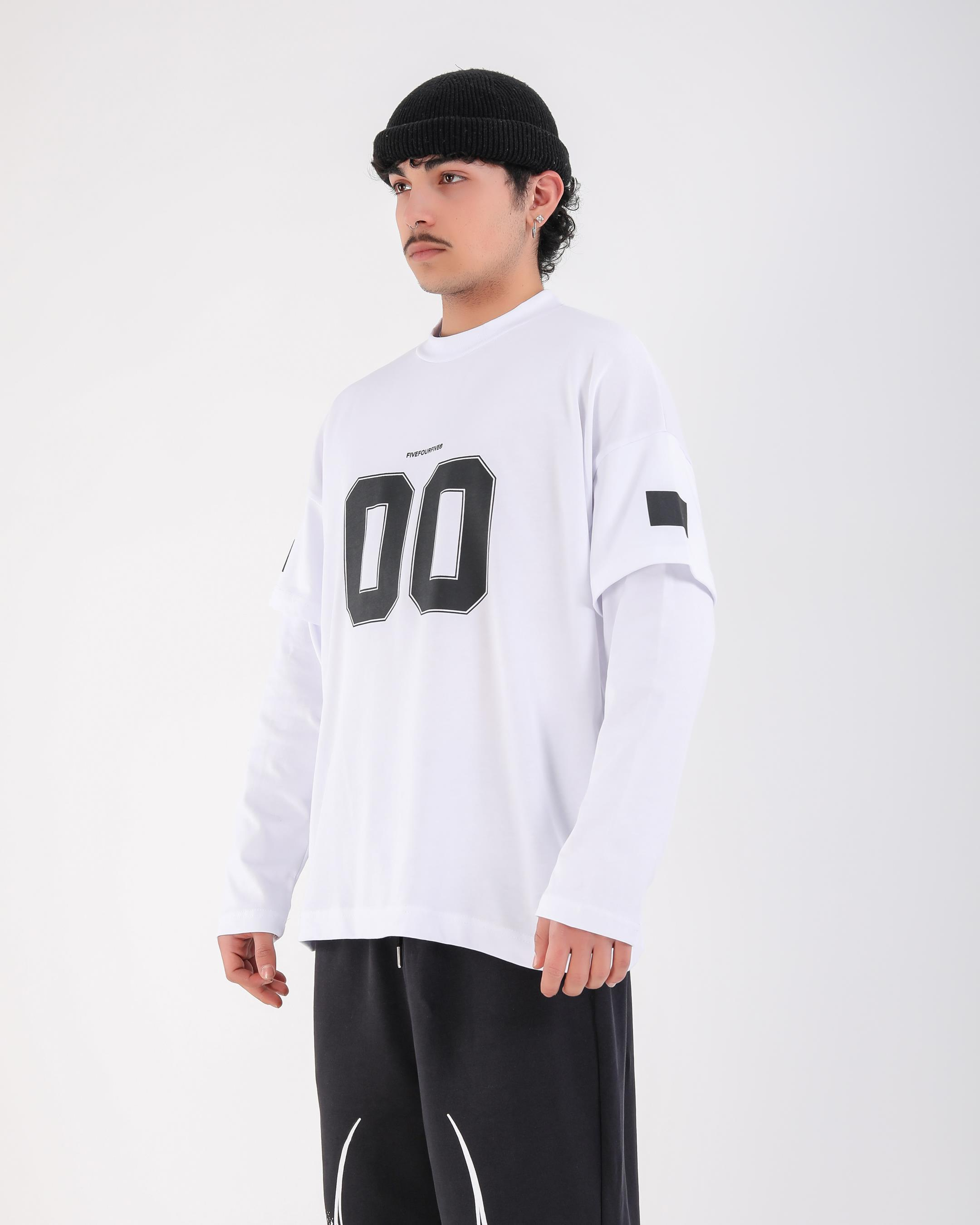 Baskılı Krem Oversize Zero Uzun Kollu Tshirt