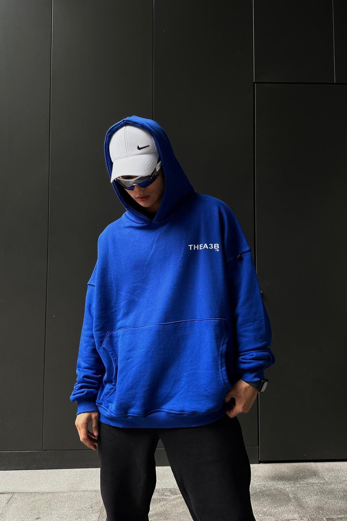 Baskılı Mavi A3B Oversize Sweatshirt SW1045