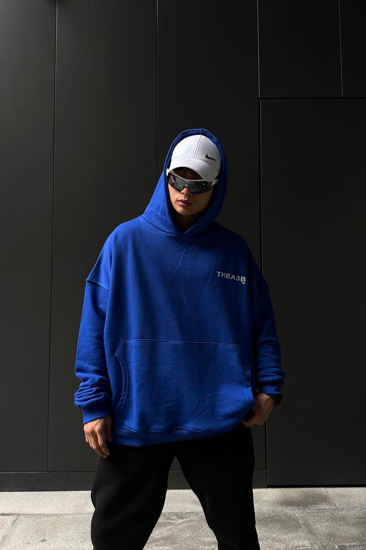 Baskılı Mavi A3B Oversize Sweatshirt SW1045